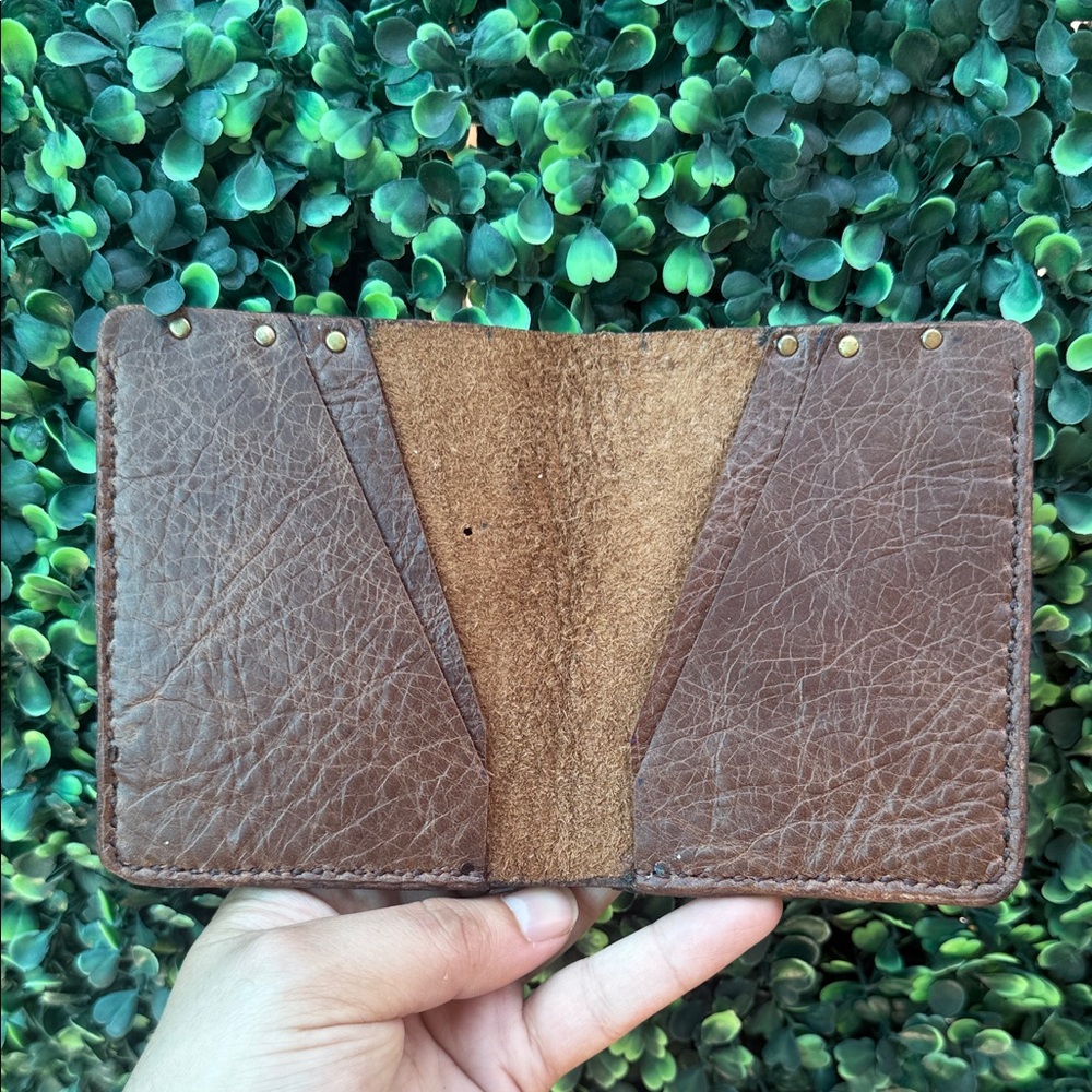 Handmade Genuine Brown Leather Wallet - Picture 2 of 4
